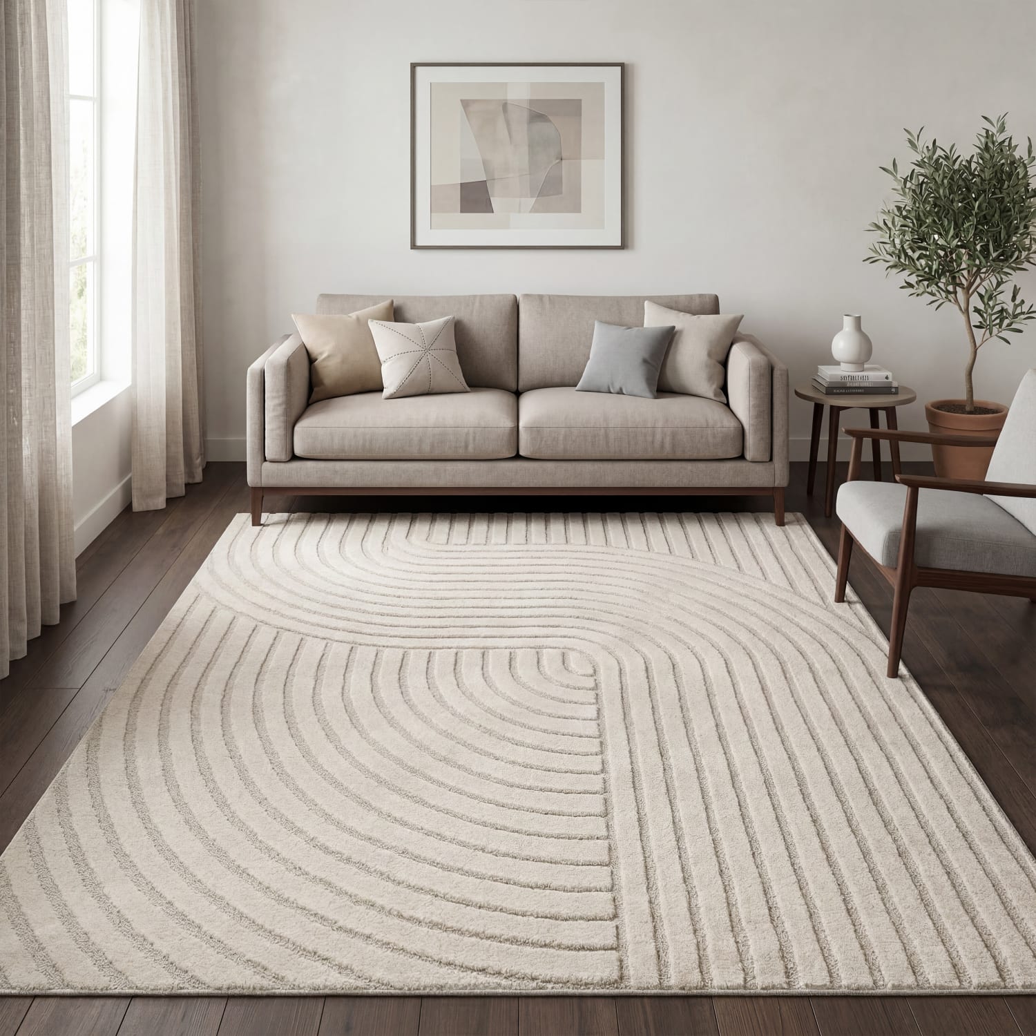 Moderner-Teppich Aura Creme