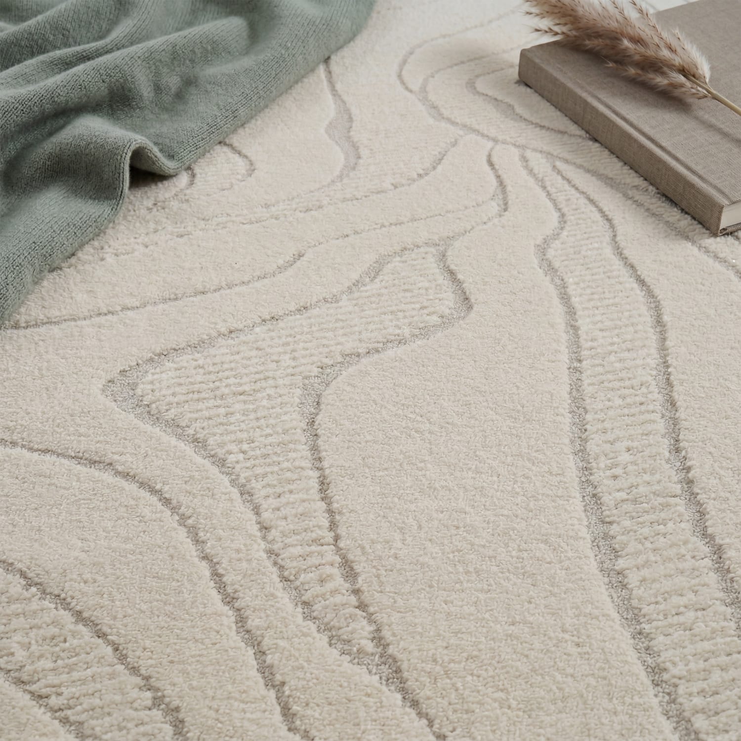 Moderner-Teppich Aura Creme