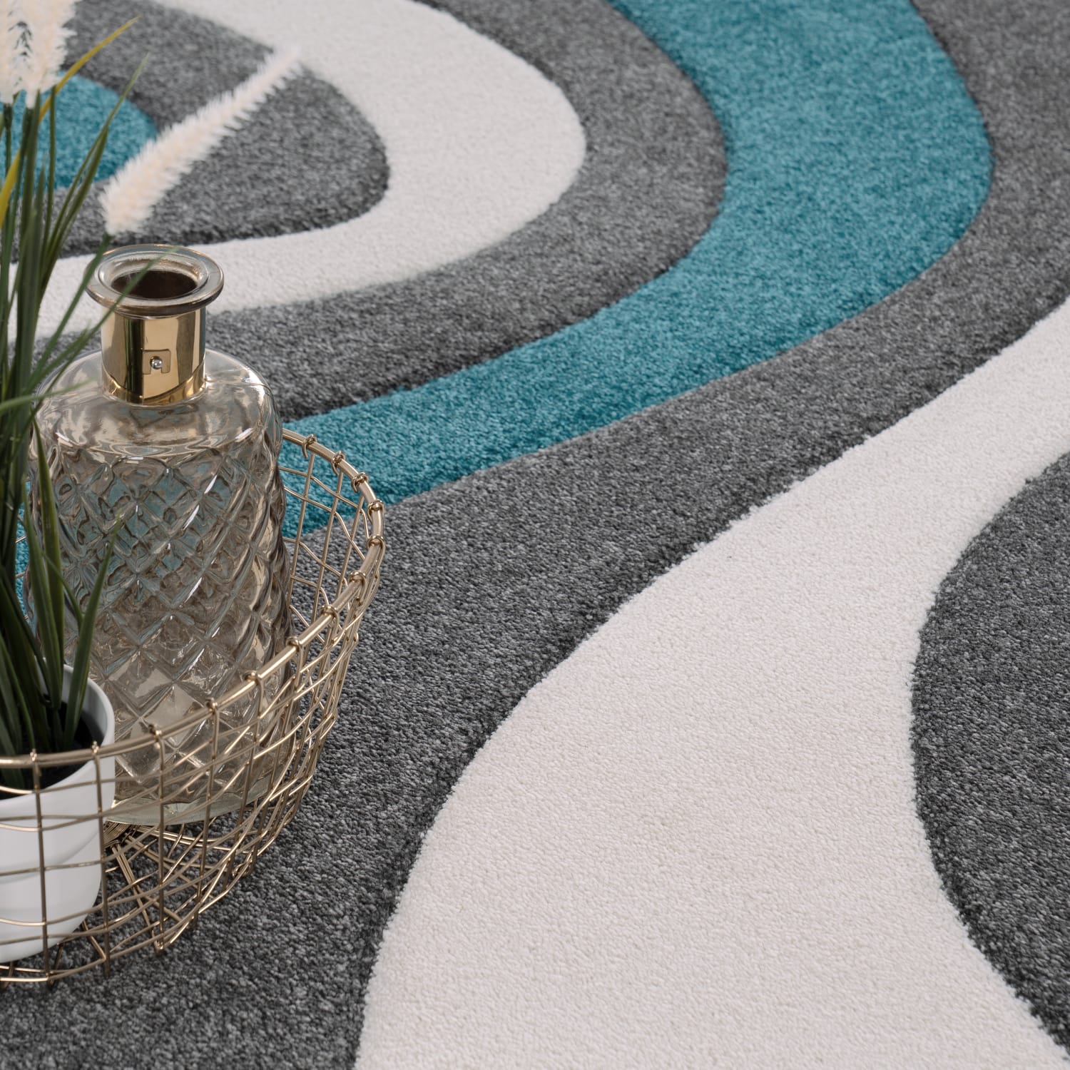 Moderner-Teppich Diamond Türkis