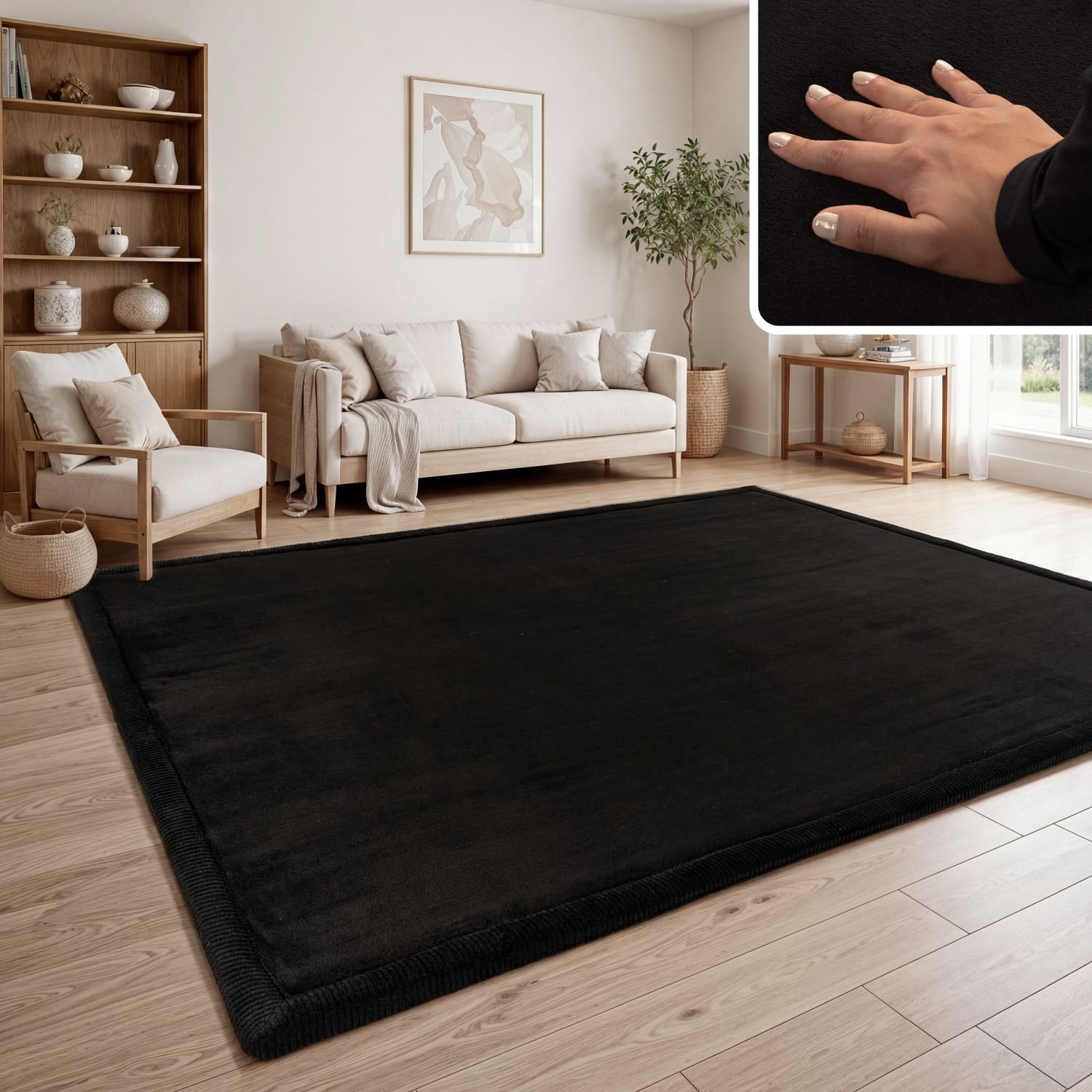 Kinderteppich waschbar Tatami Schwarz