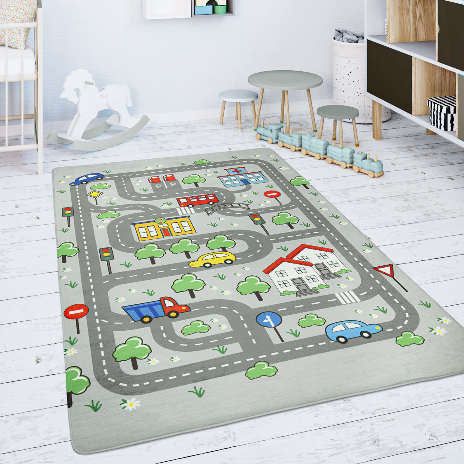 Kinderteppich waschbar Chicos Grau