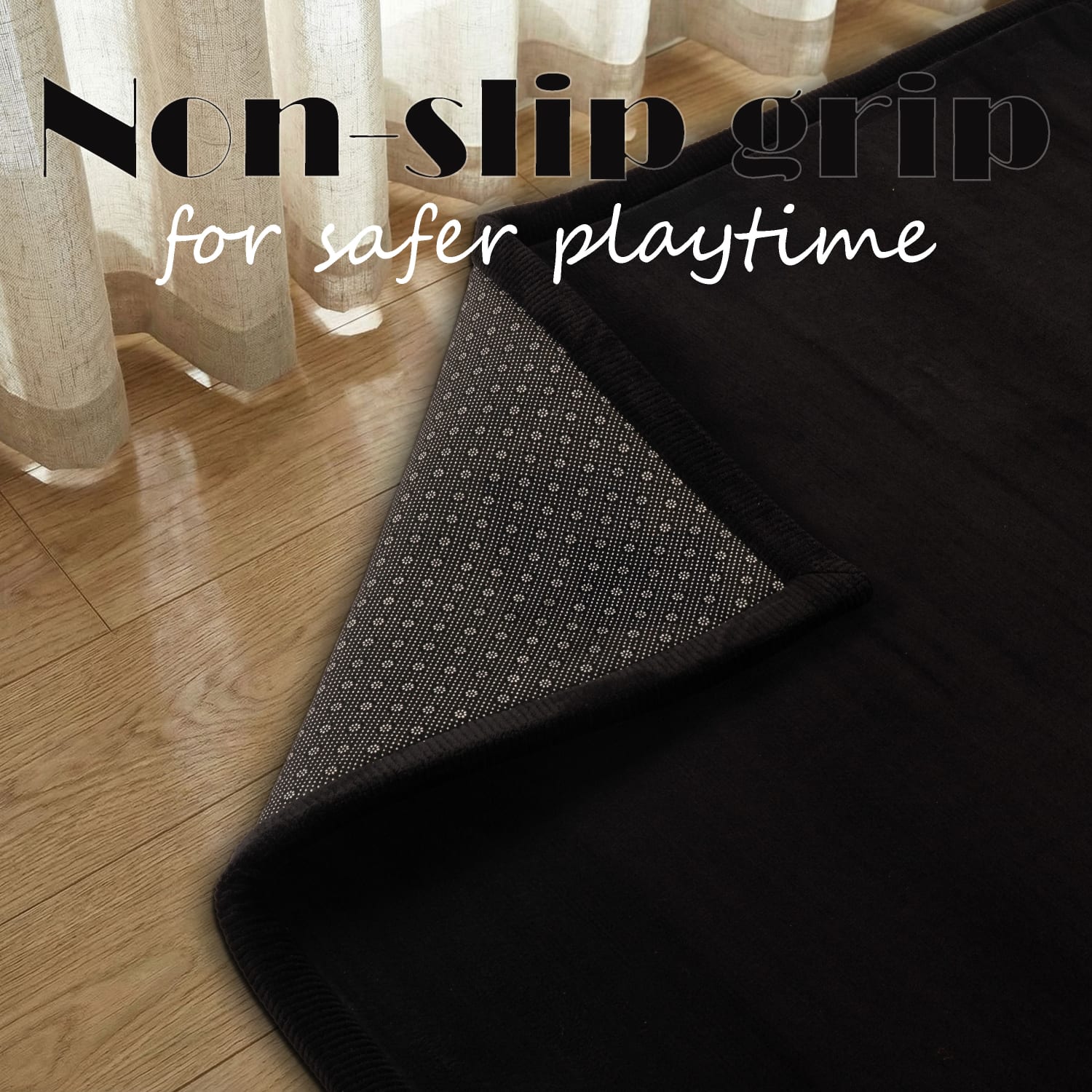 Kinderteppich waschbar Tatami Schwarz