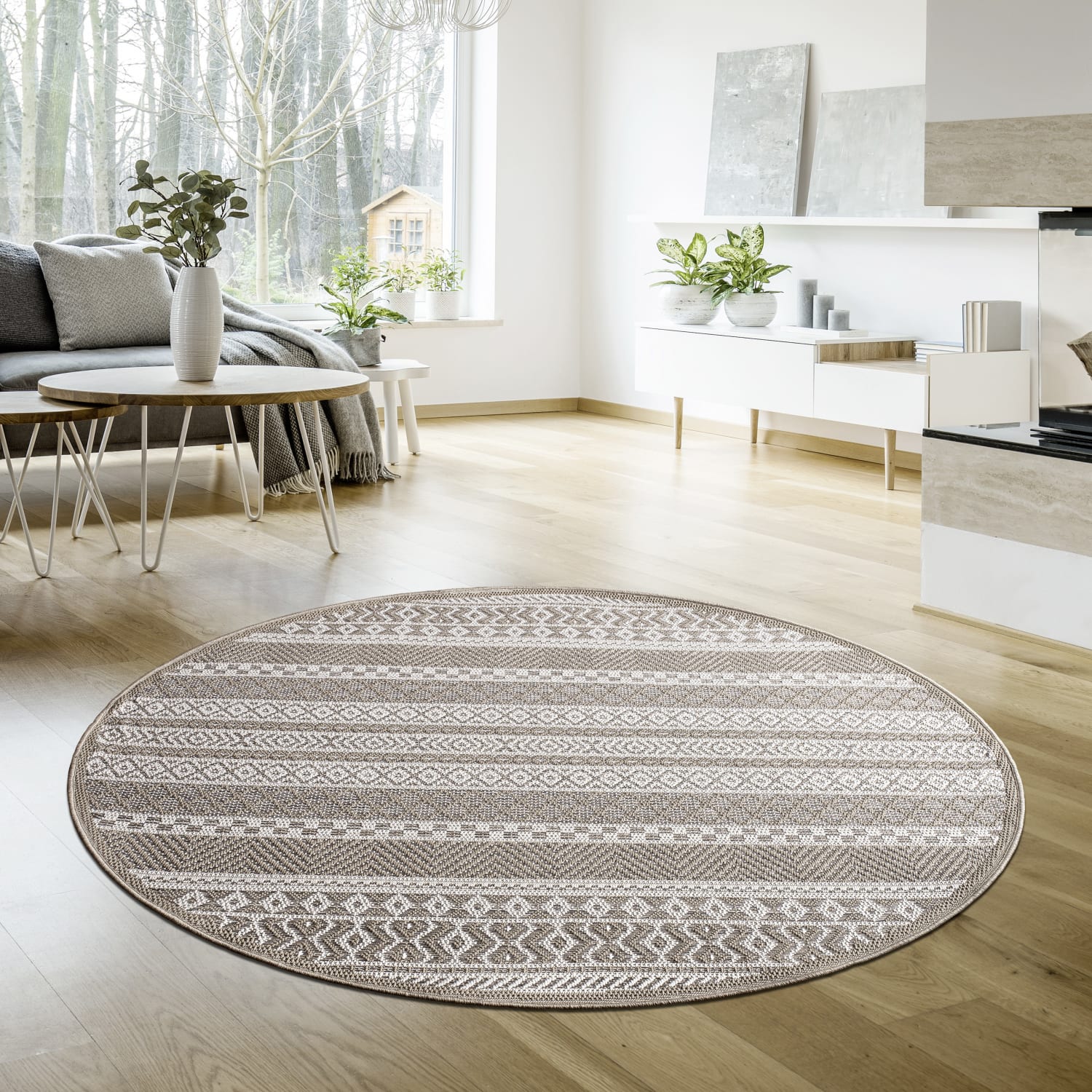 In- & outdoor-teppich Vermont | Beige | 120 cm rund