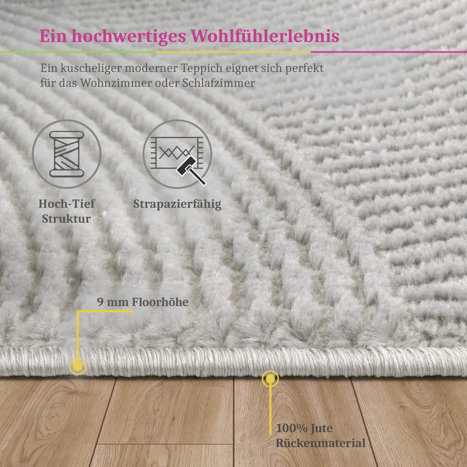 Moderner-Teppich Tinos Anthrazit