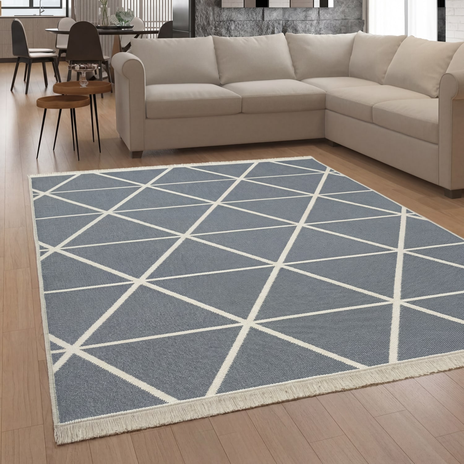 Wendbarer Teppich Skandi Kilim Grau