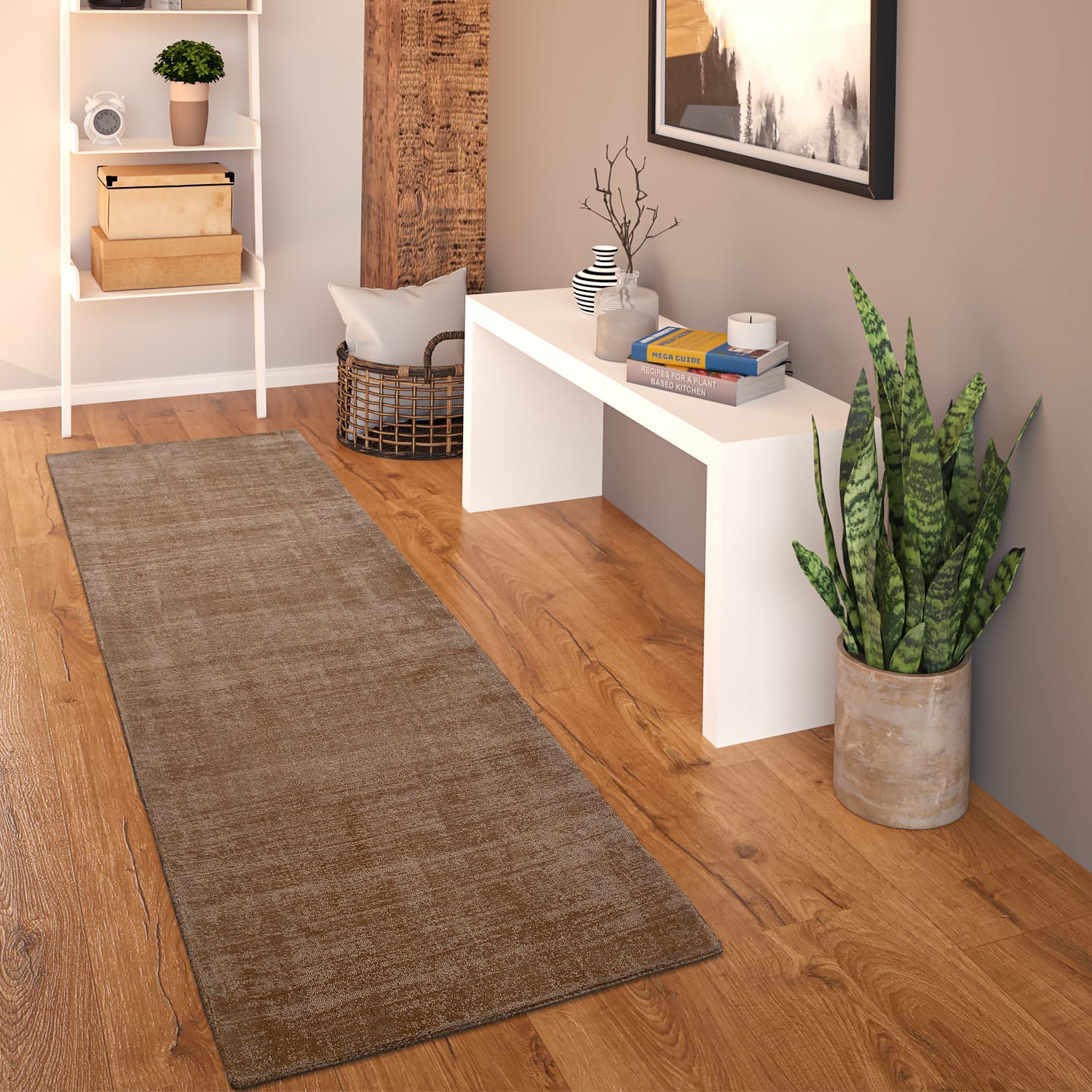 Handgewebter Teppich Randers Beige