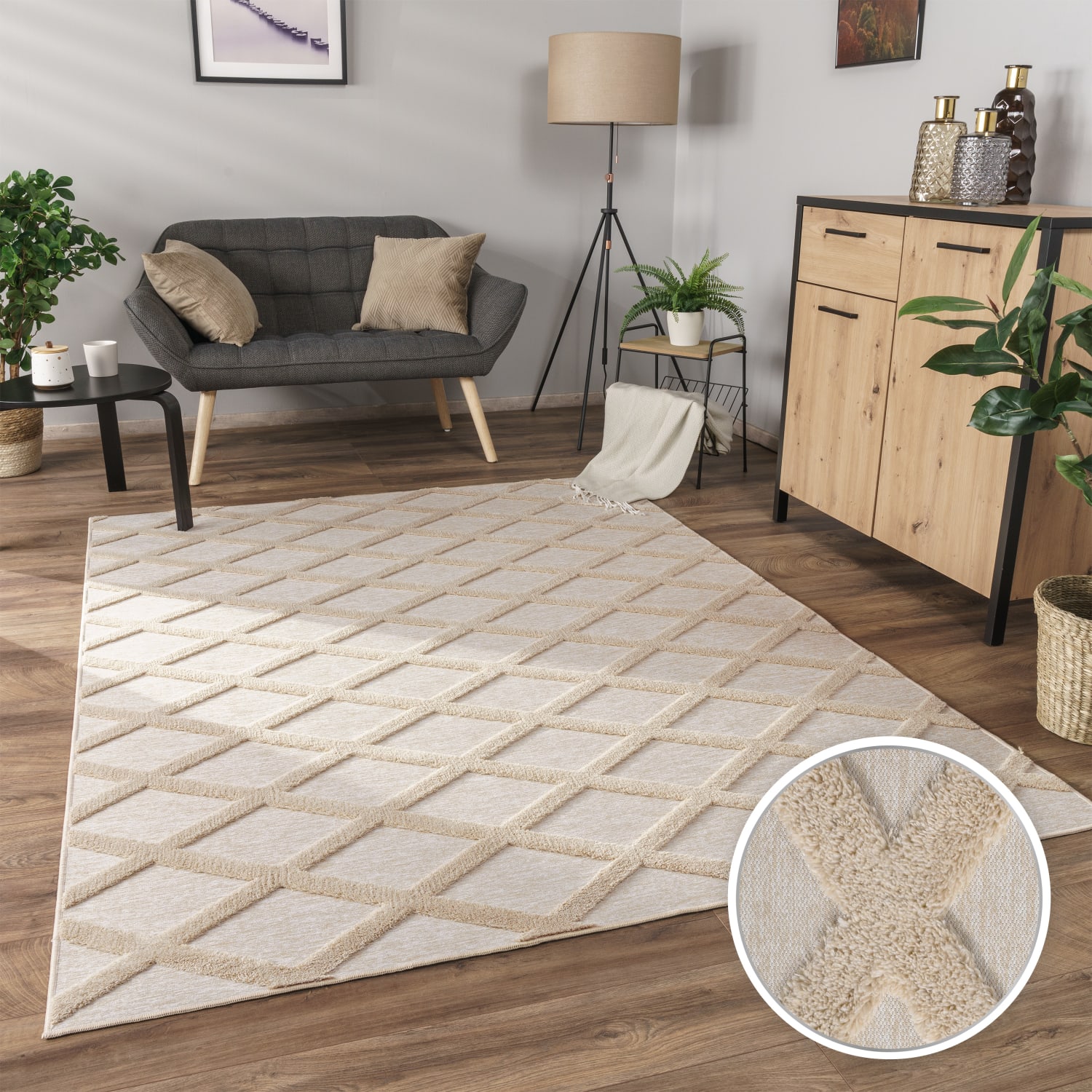Teppich waschbar Utrecht | Beige | 230x340 cm