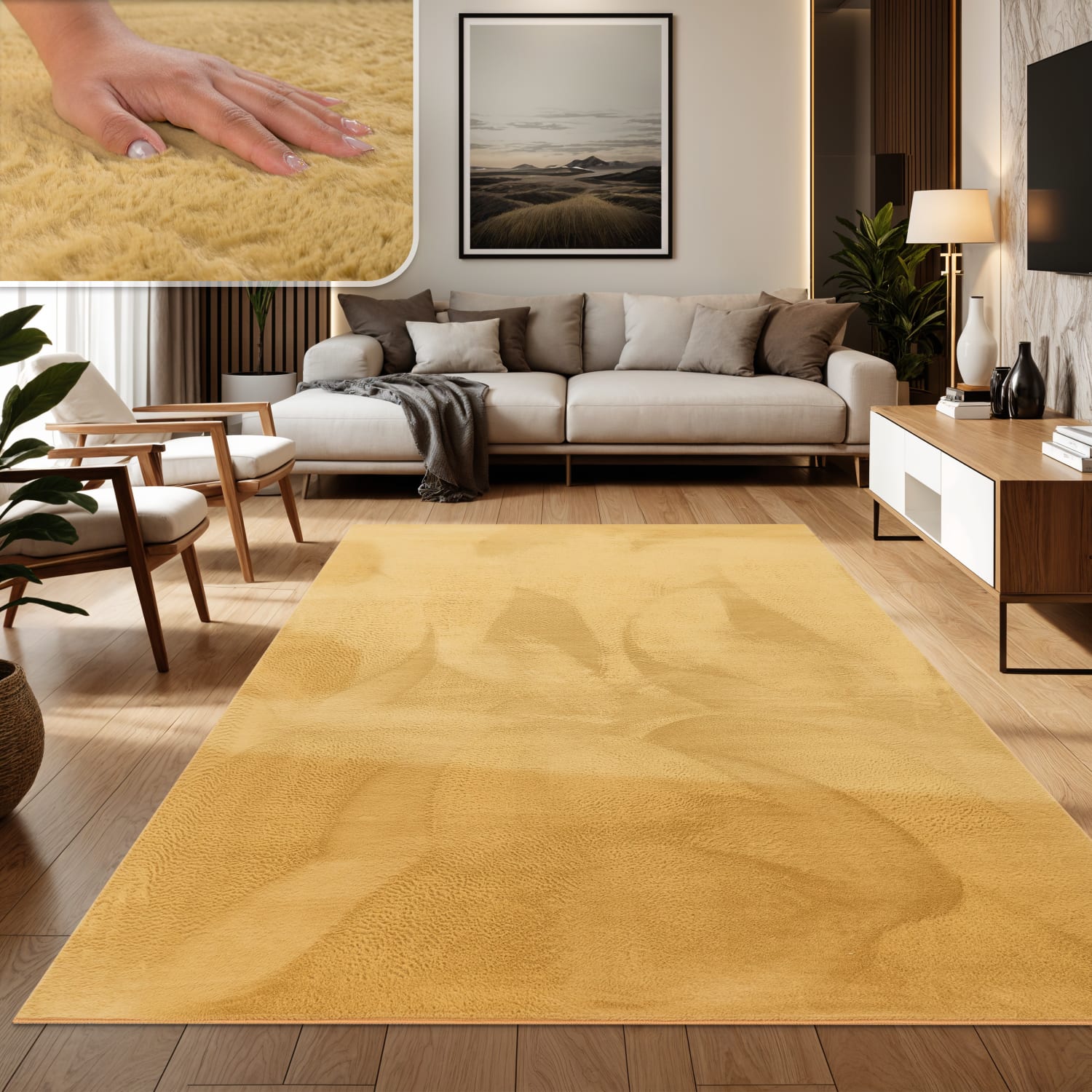 Flauschteppich Soft Gelb