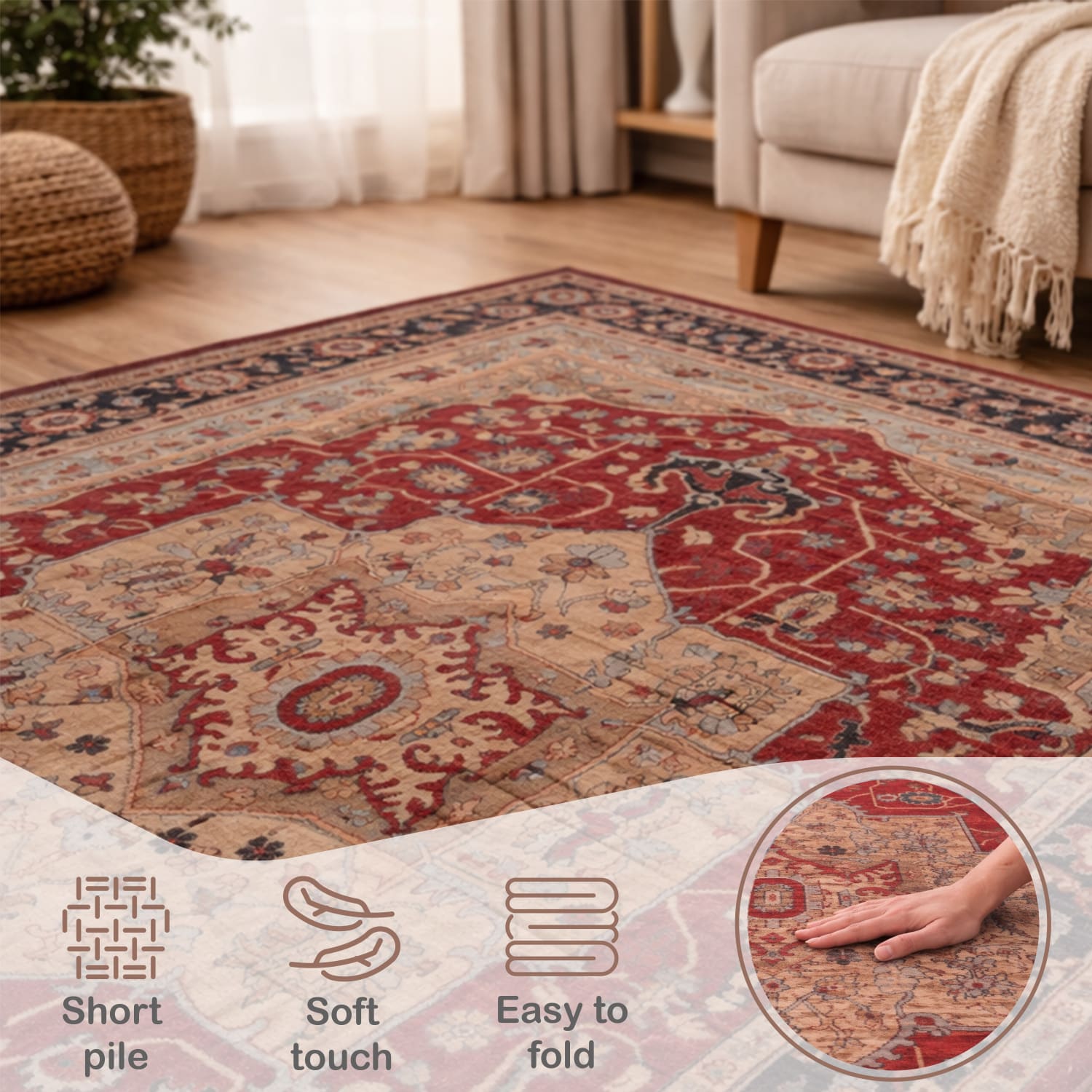 Teppich waschbar Semer Rot