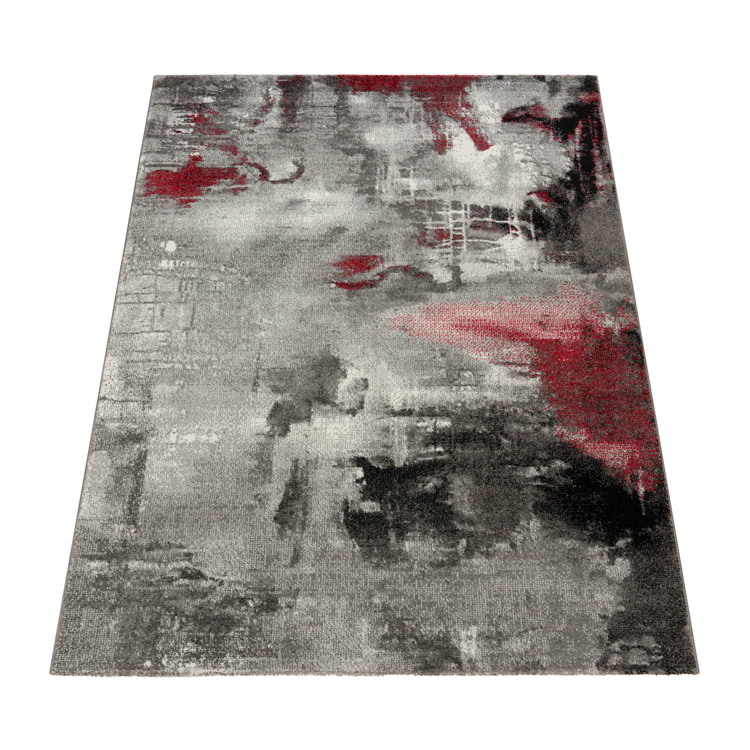 Teppich Canvas Grau-Rot