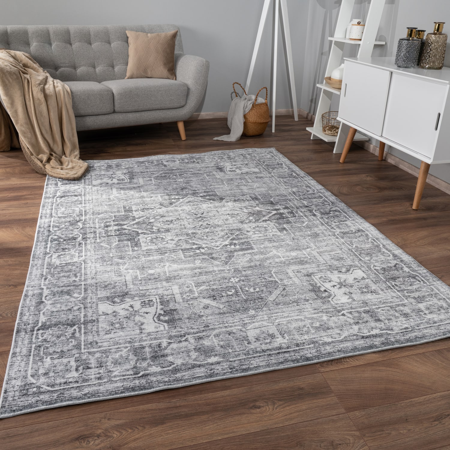 Teppich waschbar Cambridge | Grau | 120x160 cm