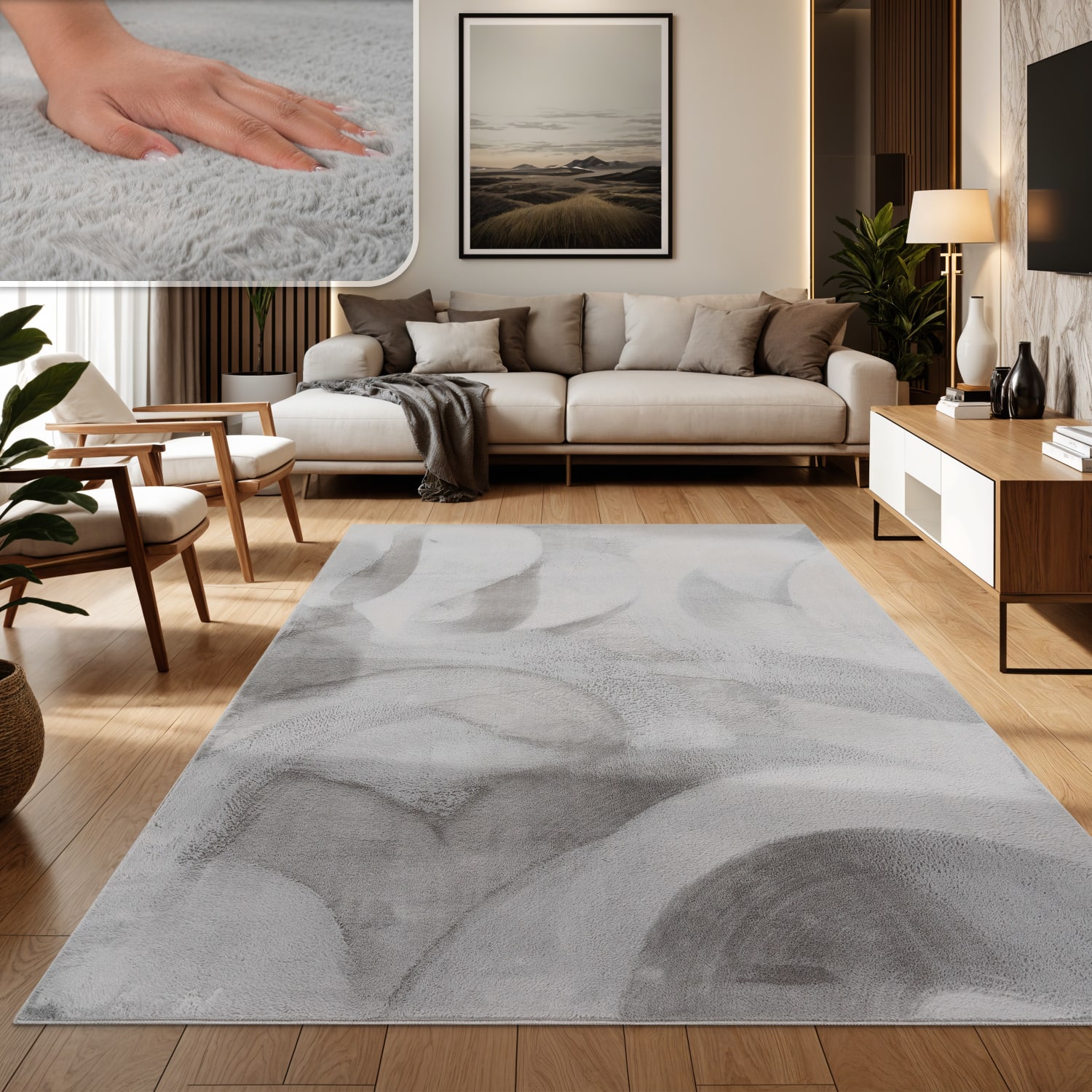 Flauschteppich Soft Grau