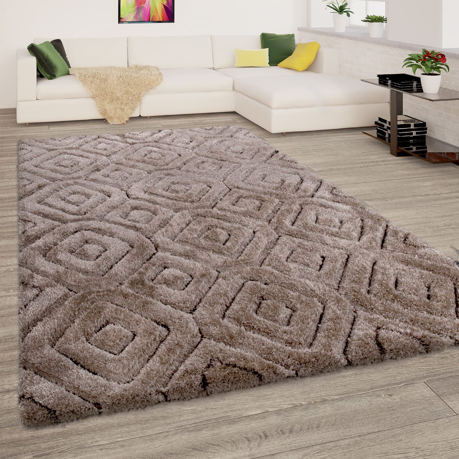 Hochflorteppich Palma Beige