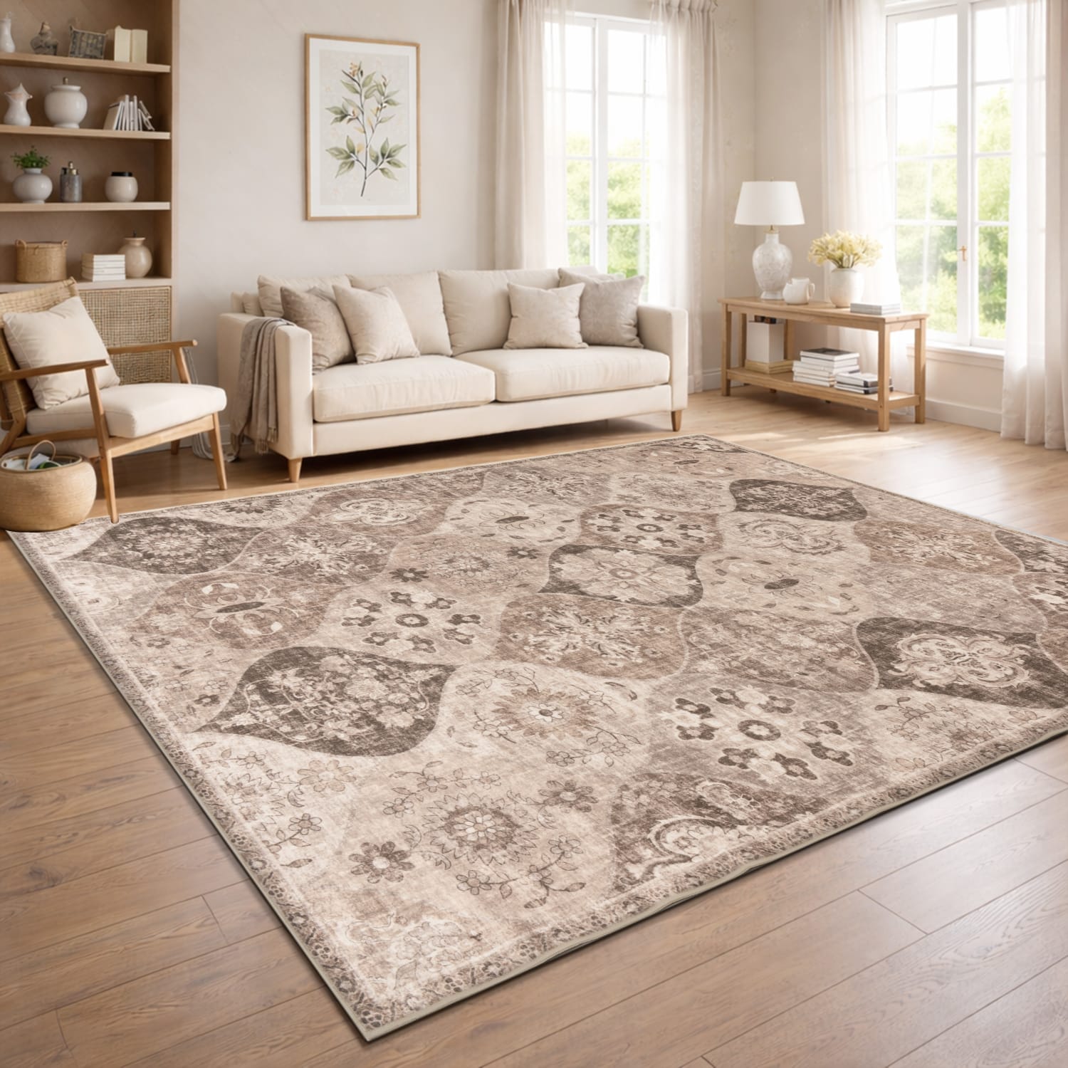 Teppich waschbar Semer | Taupe | 240x340 cm