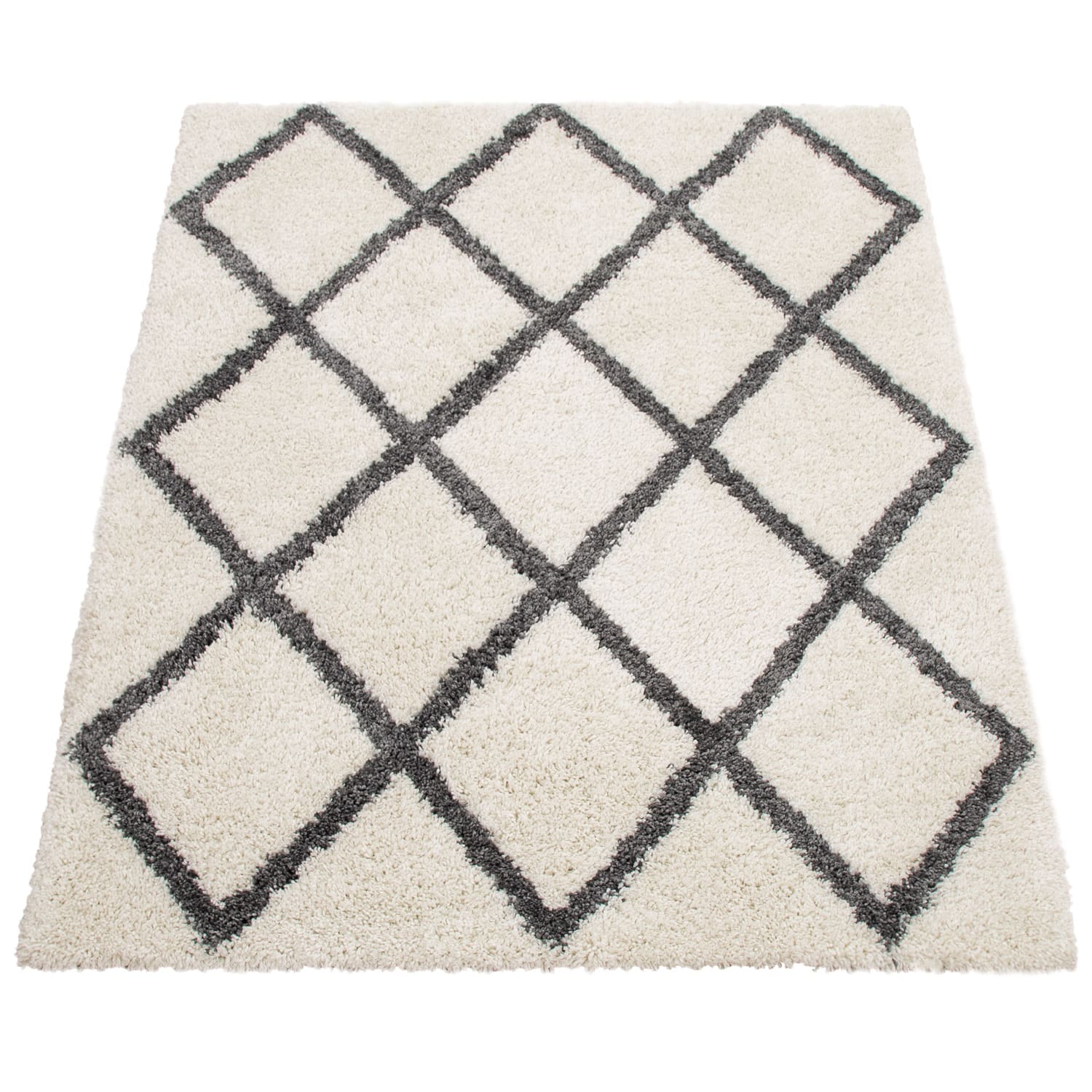 Hochflorteppich Arezzo Weiß-Anthrazit