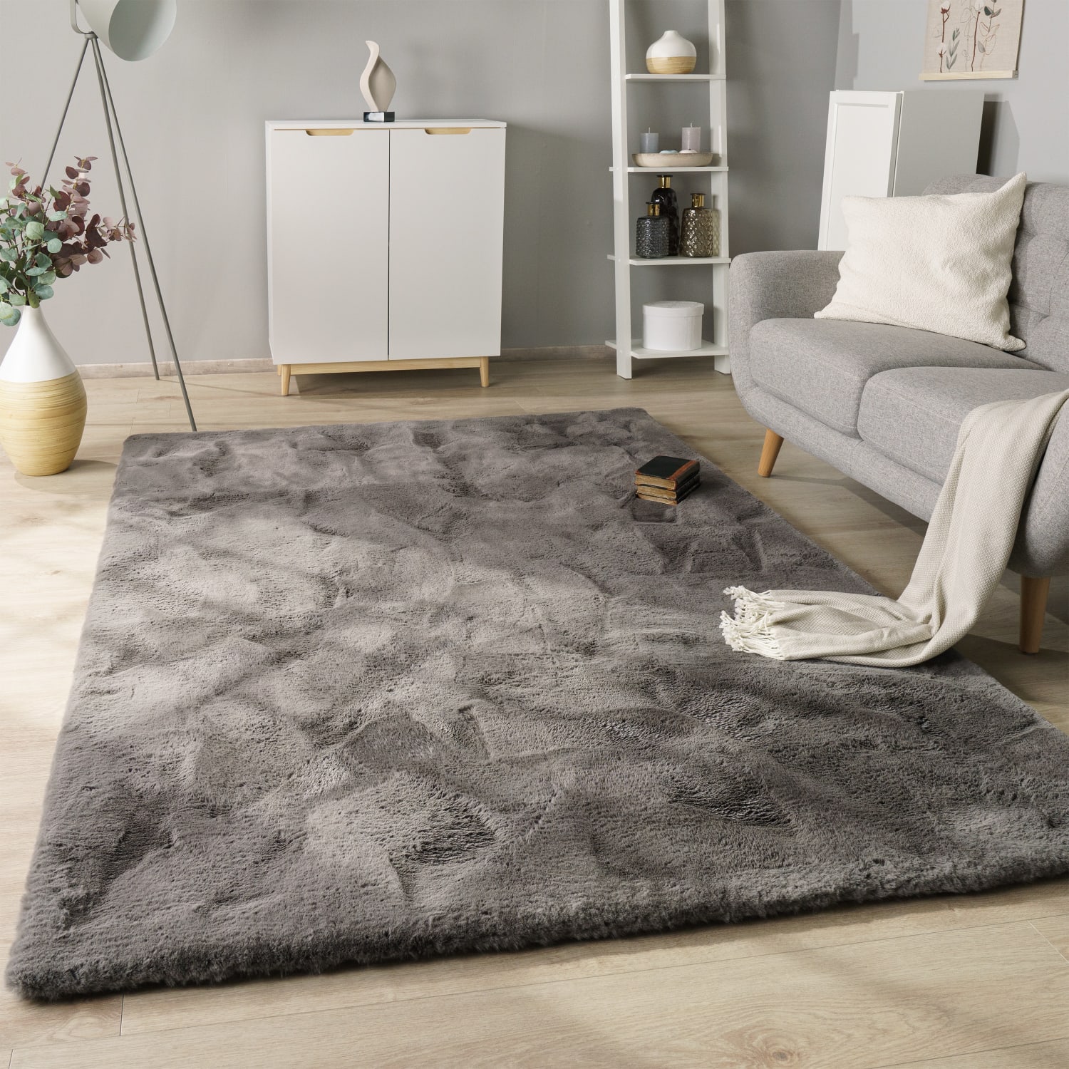 Fell-teppich Rabbit deluxe | Anthrazit | 80x150 cm