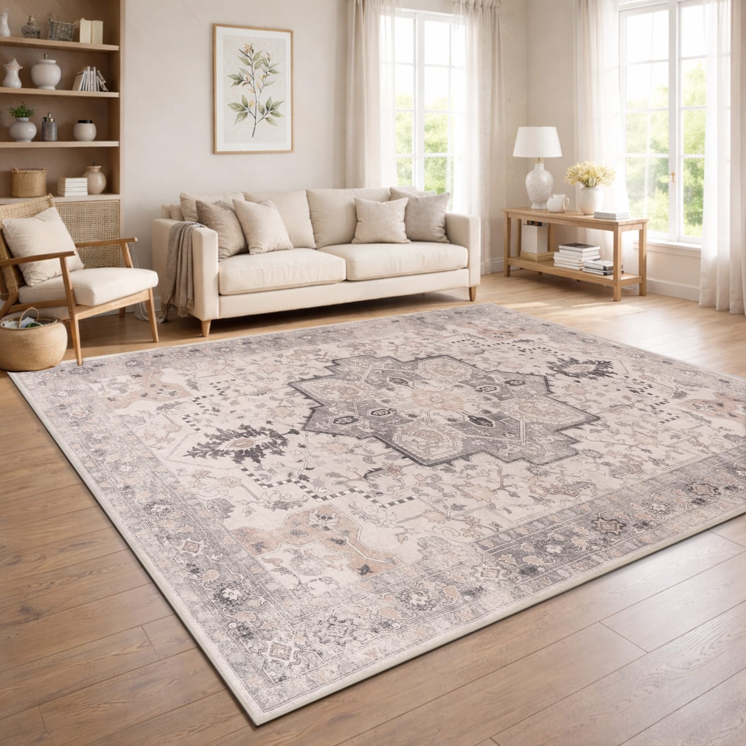 Teppich waschbar Semer | Beige | 120x160 cm