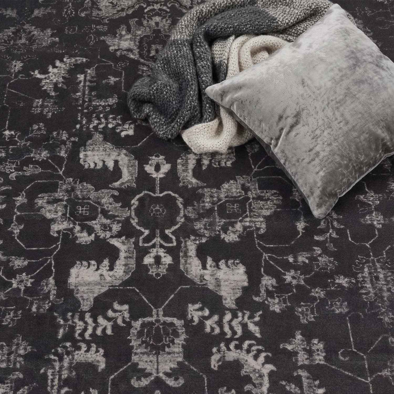 Teppich waschbar Semer Anthrazit