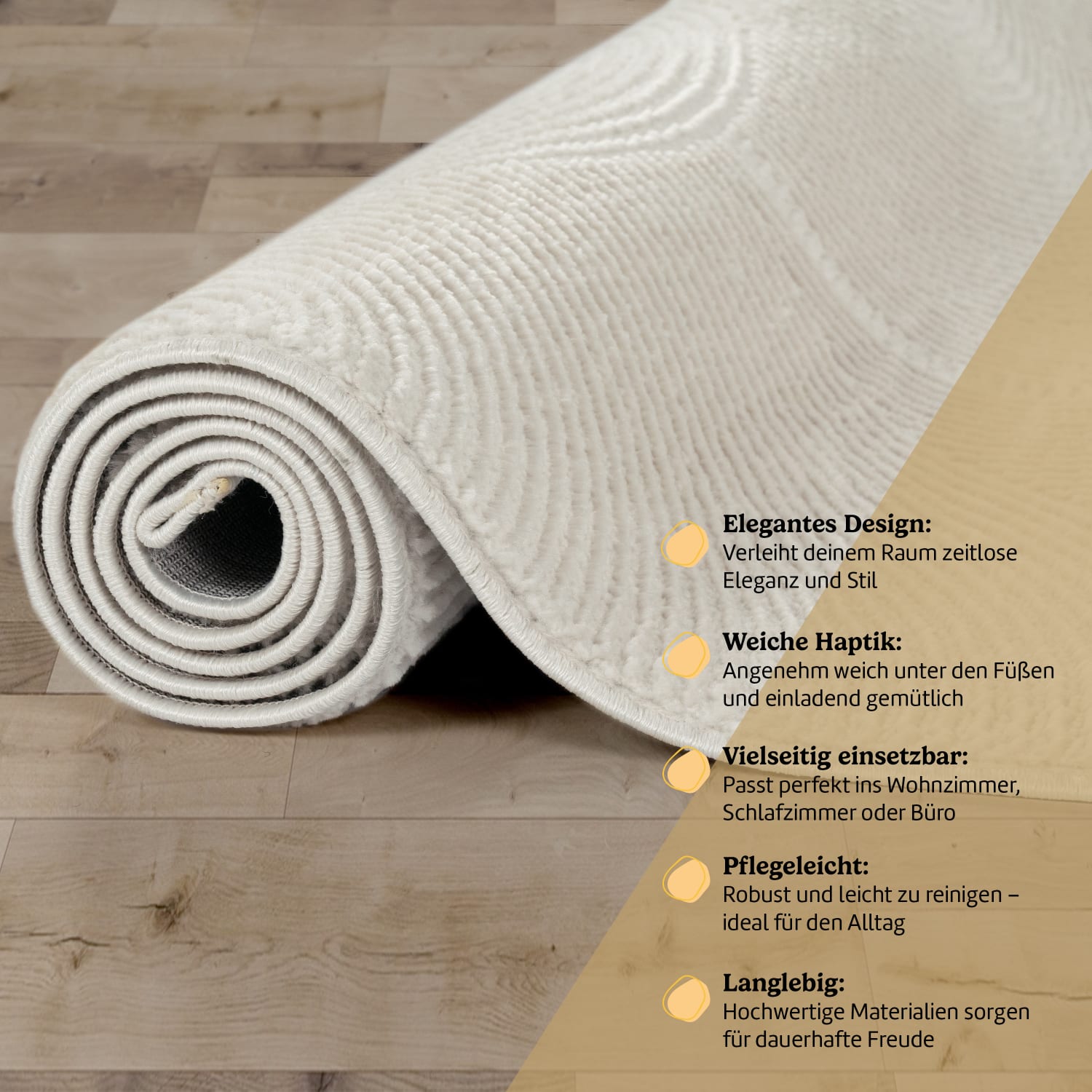 Moderner-Teppich Tinos Creme