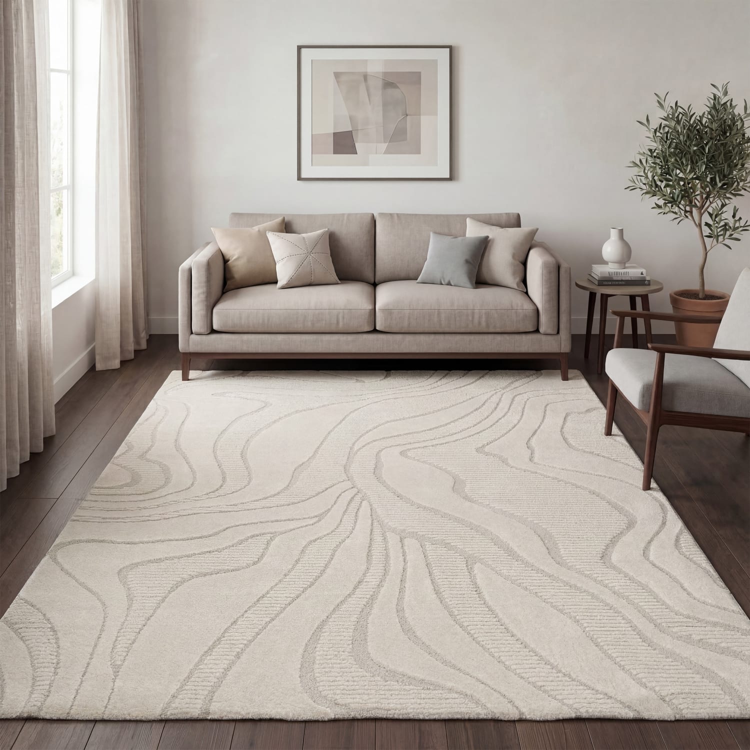 Moderner-Teppich Aura Creme
