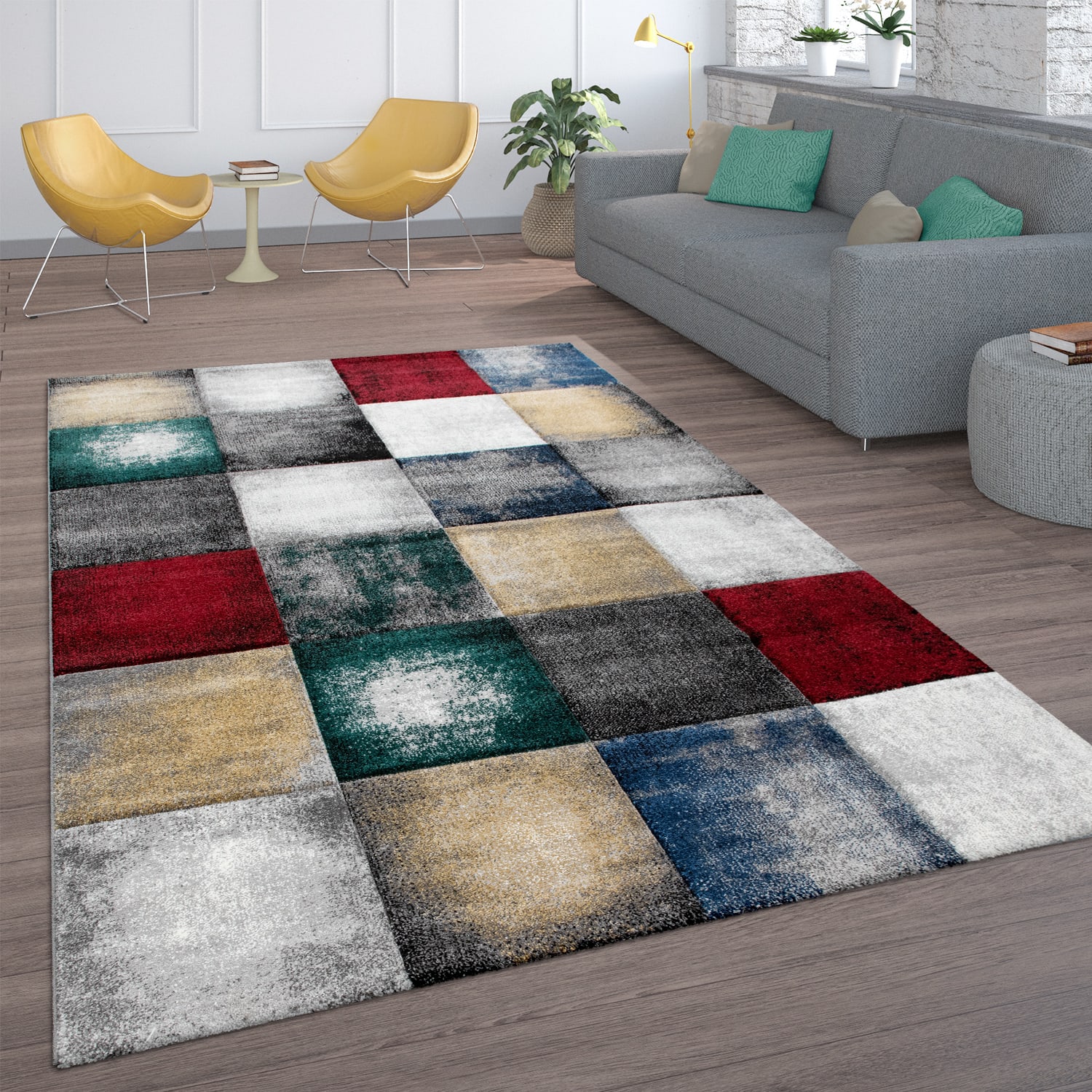 Moderner-Teppich Smaragd Mehrfarbig