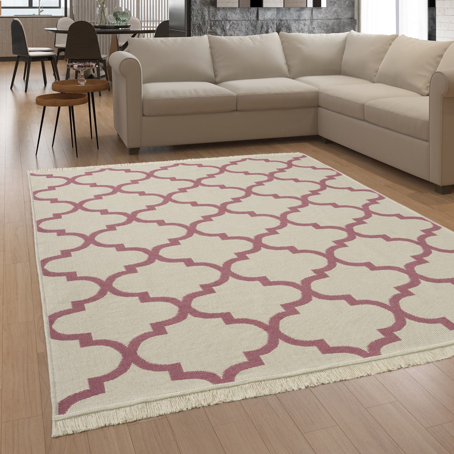 Wendbarer Teppich Skandi Kilim Pink