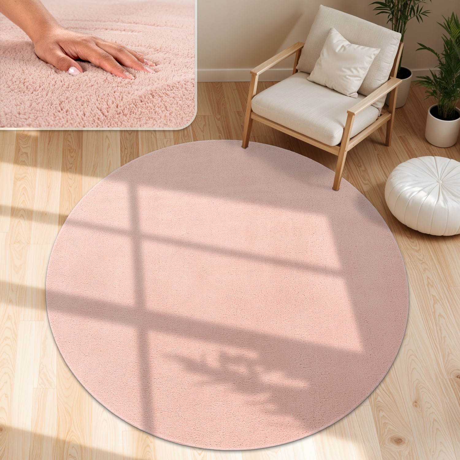 Teppich Cadiz | Rosa | 80 cm rund