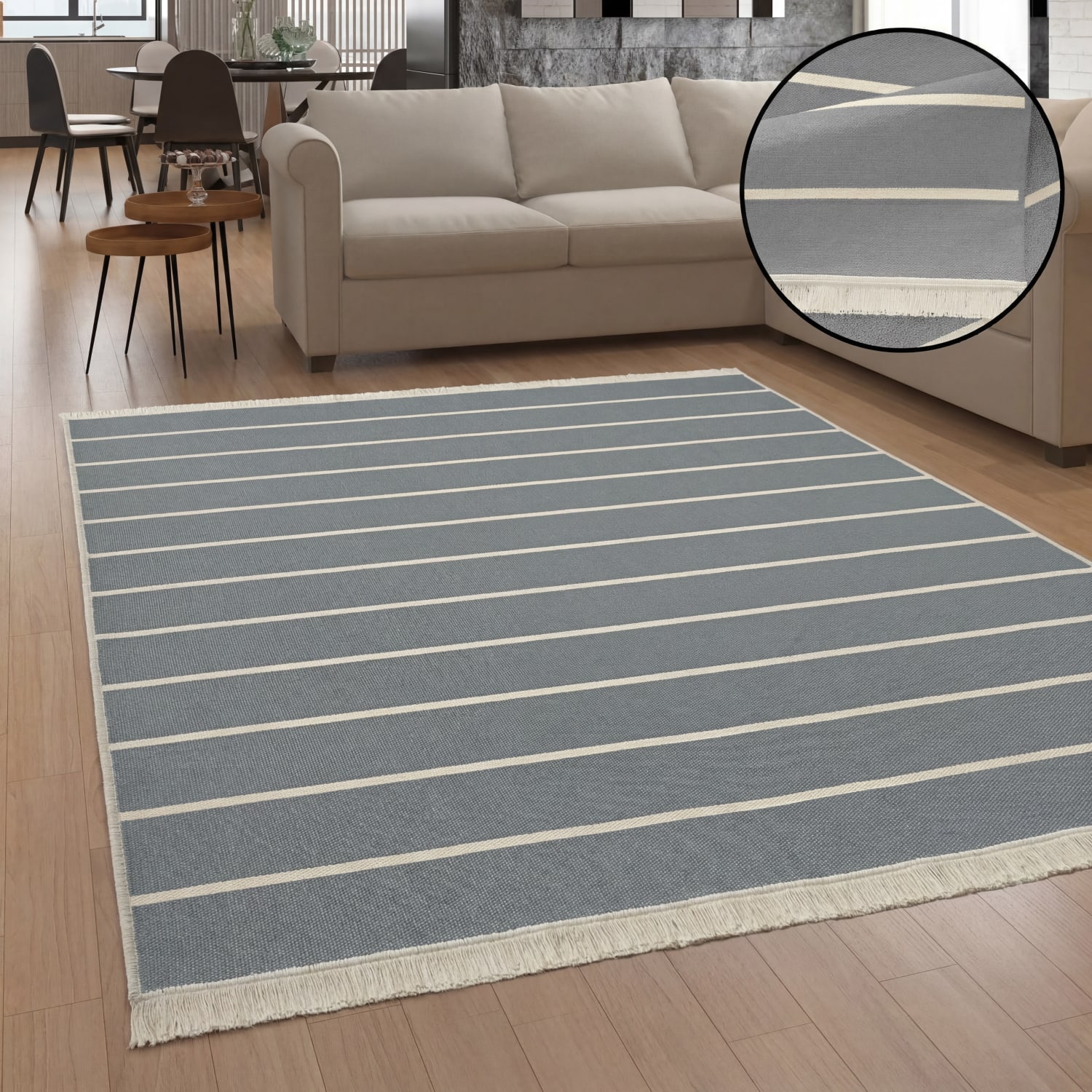 Wendbarer Teppich Skandi Kilim Grau