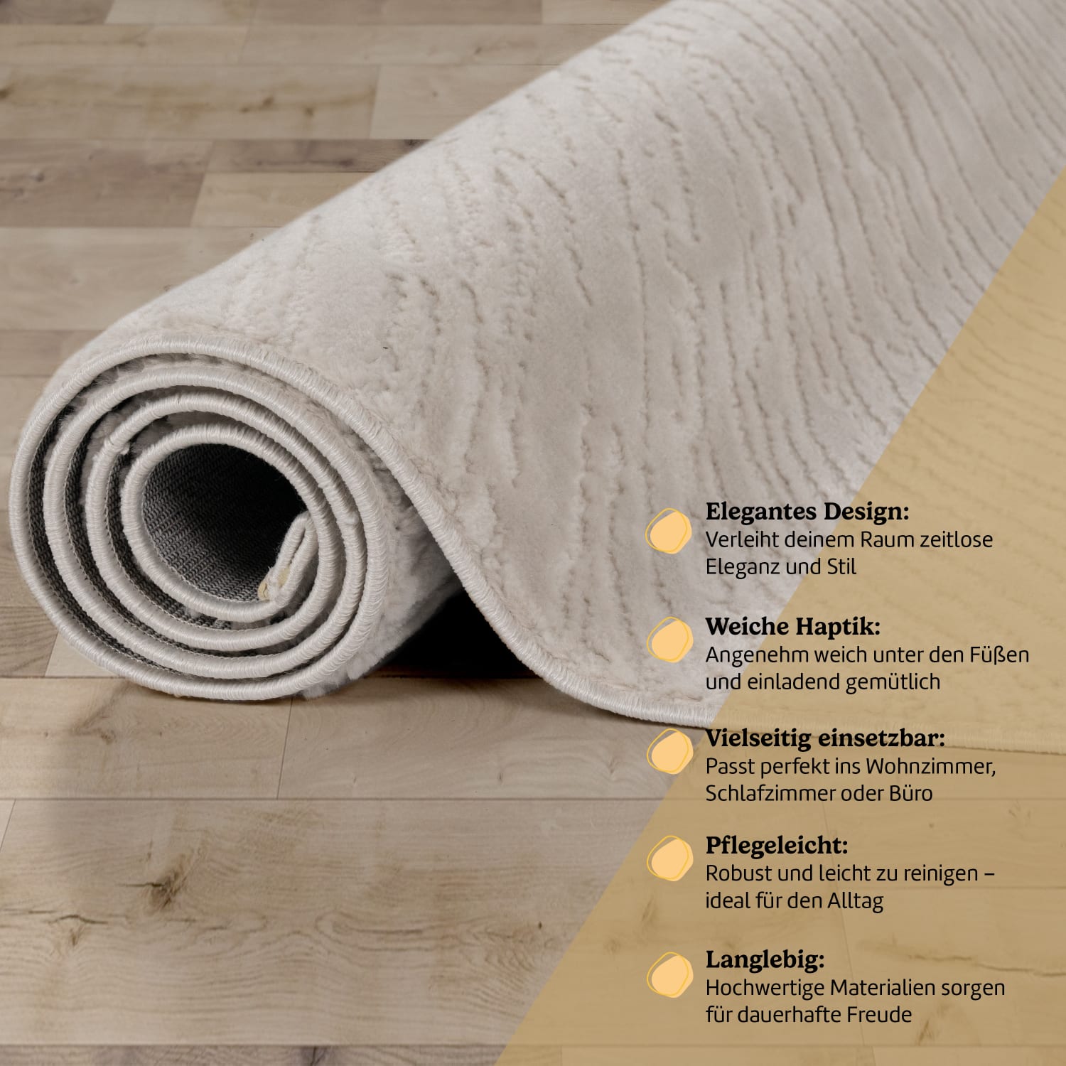 Moderner-Teppich Tinos Creme