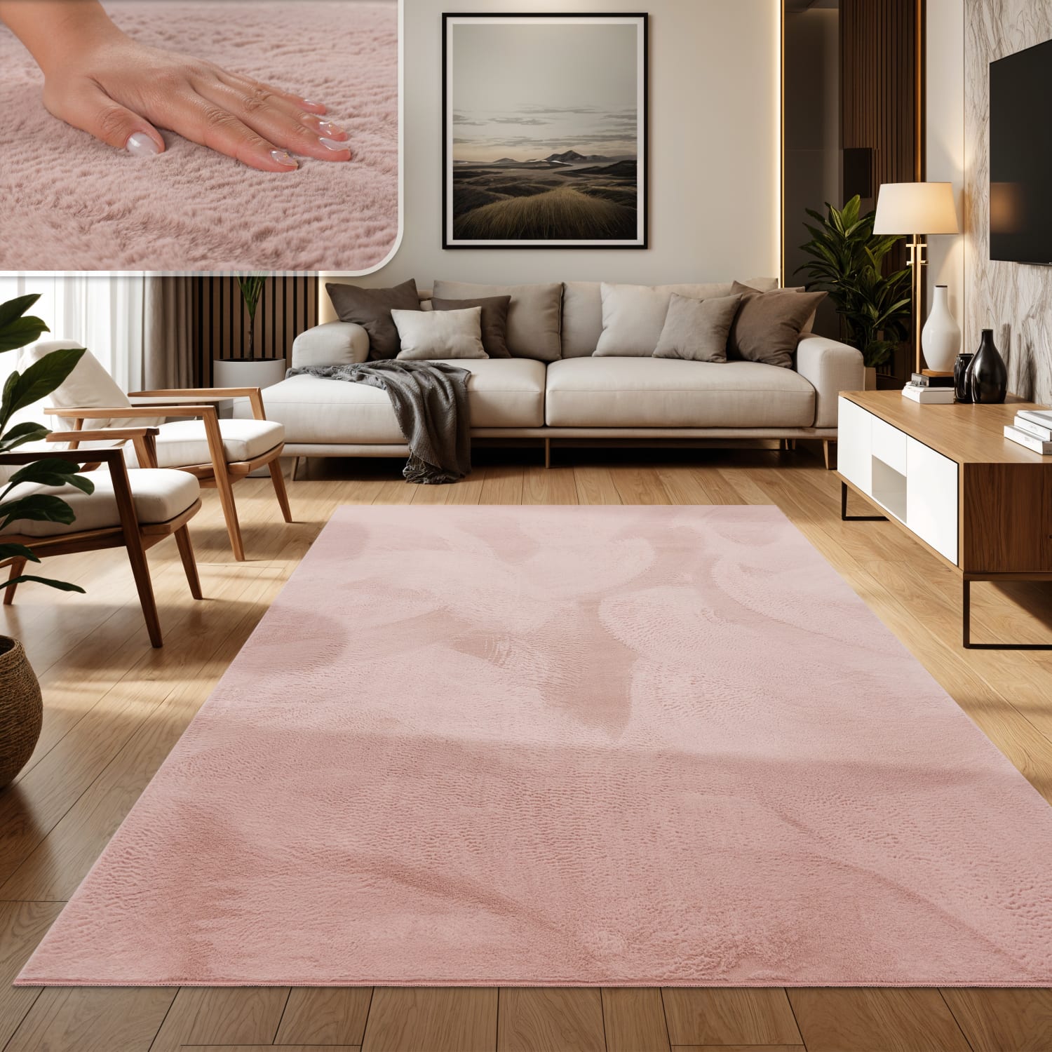 Flauschteppich Soft Pink