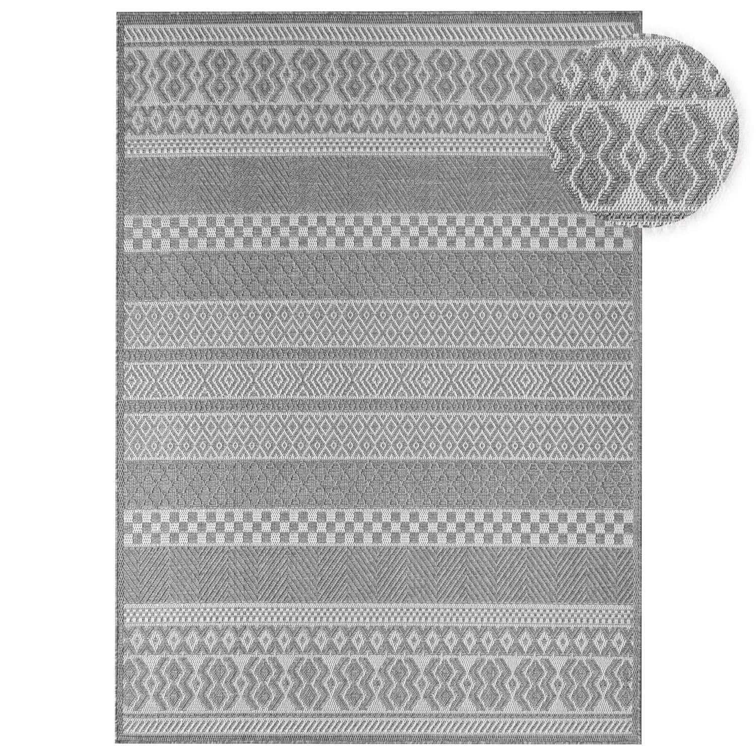 In- & Outdoor-Teppich Vermont Weiß-Grau