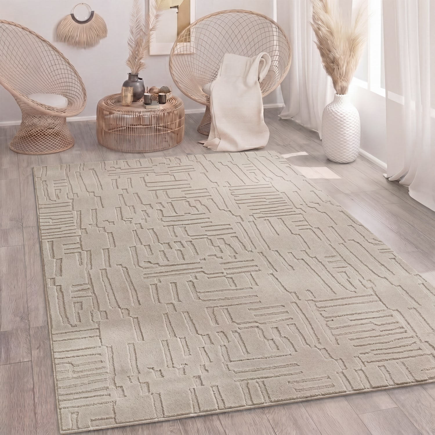 Moderner-Teppich Tokio Beige