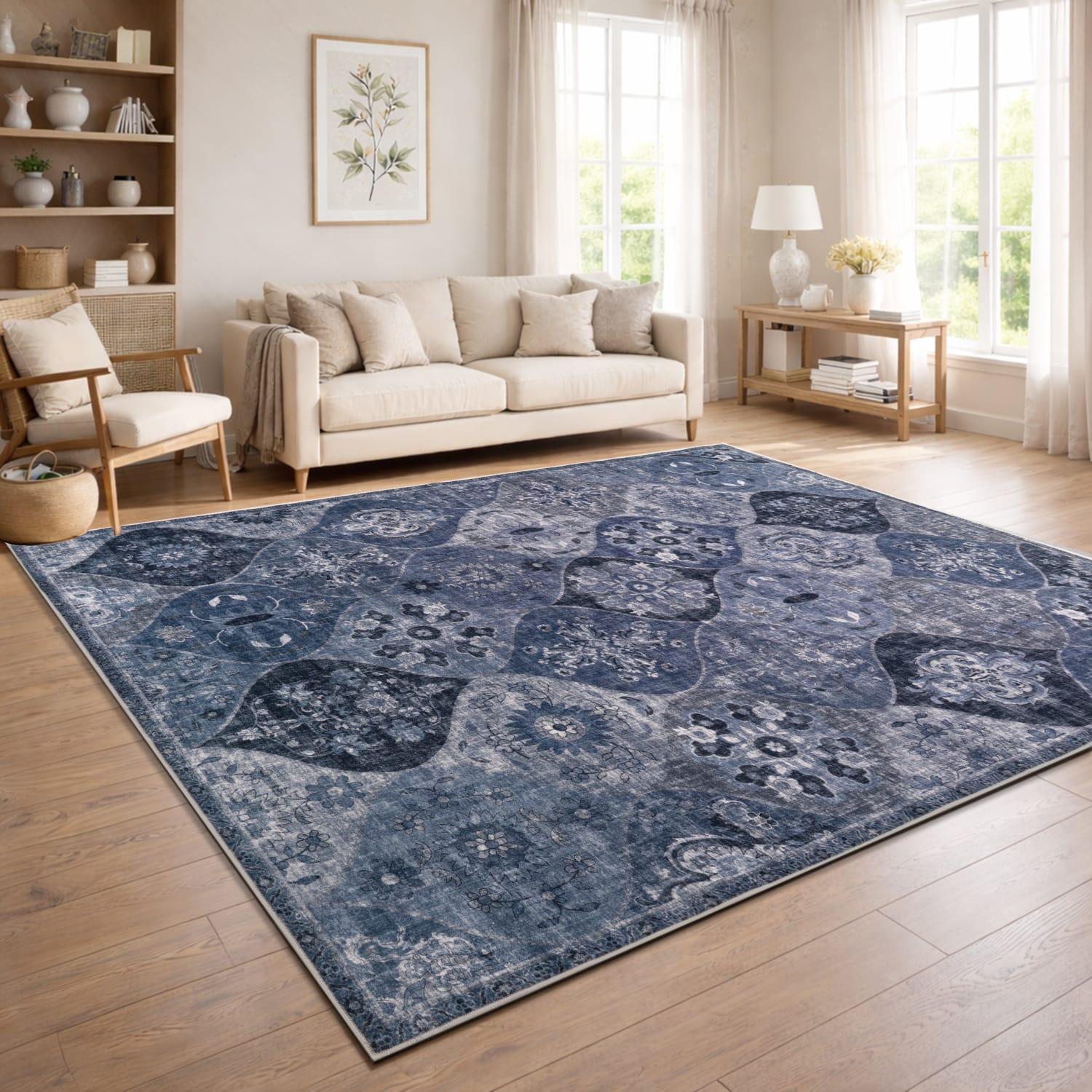 Teppich waschbar Semer | Blau | 120x160 cm