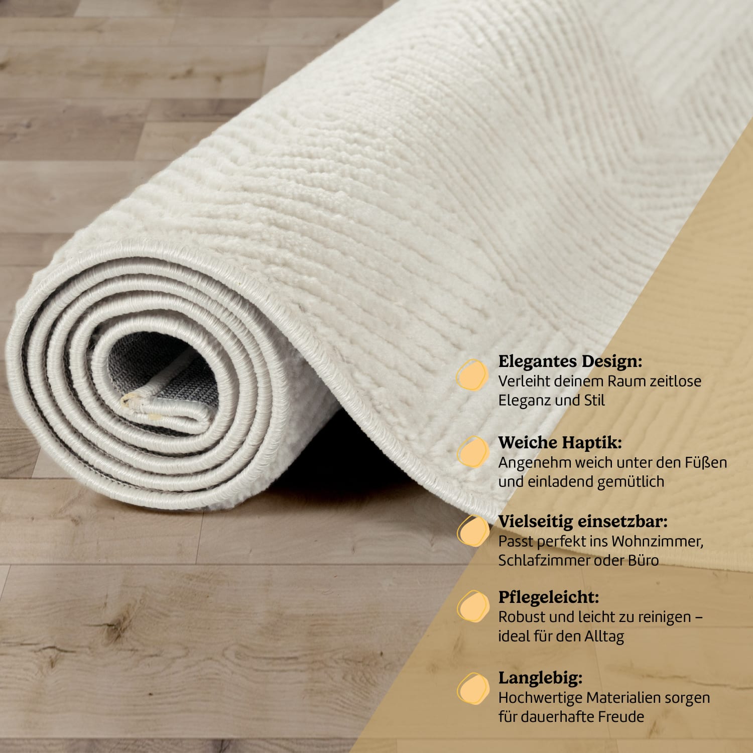 Moderner-Teppich Tinos Creme