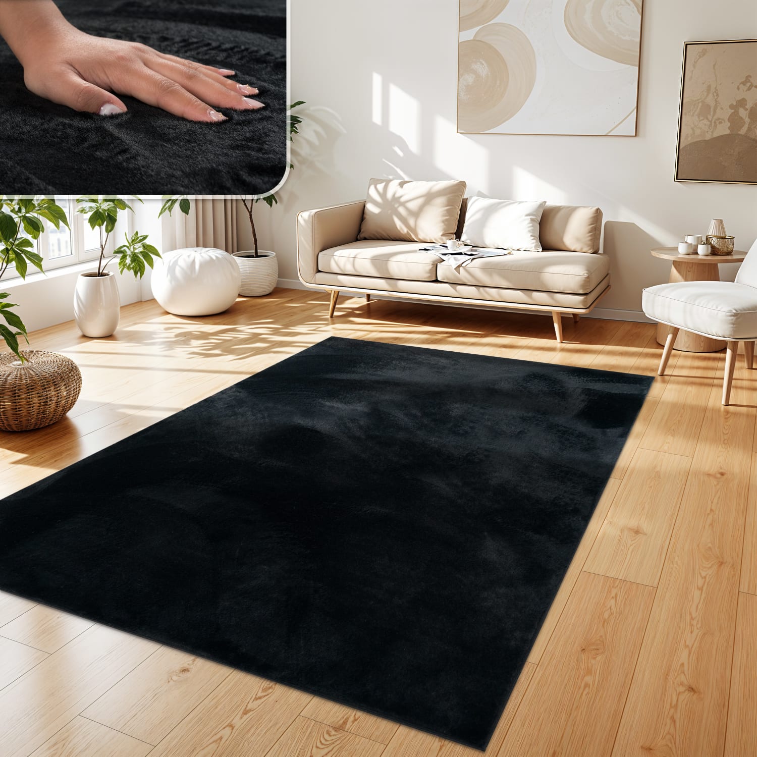 Flauschteppich Soft Schwarz