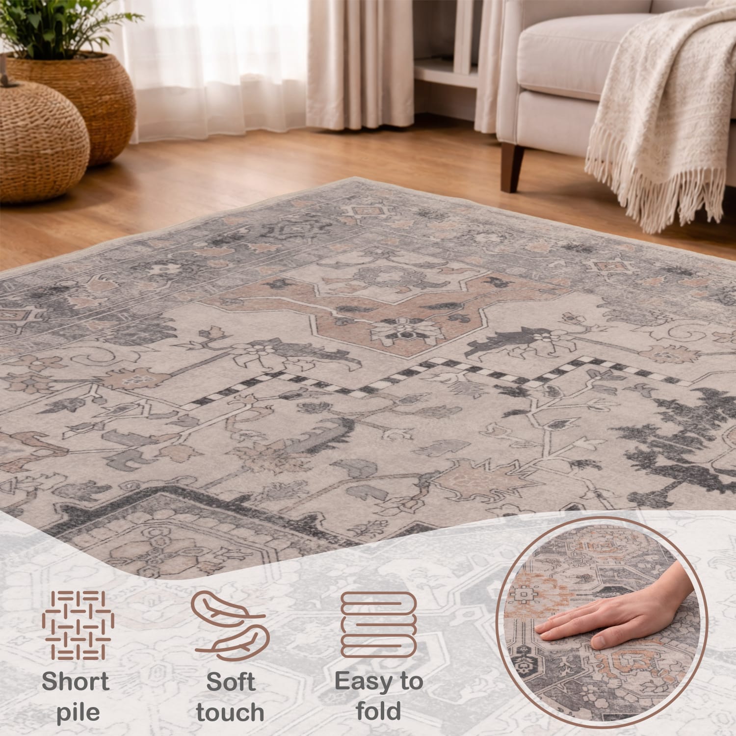 Teppich waschbar Semer Beige