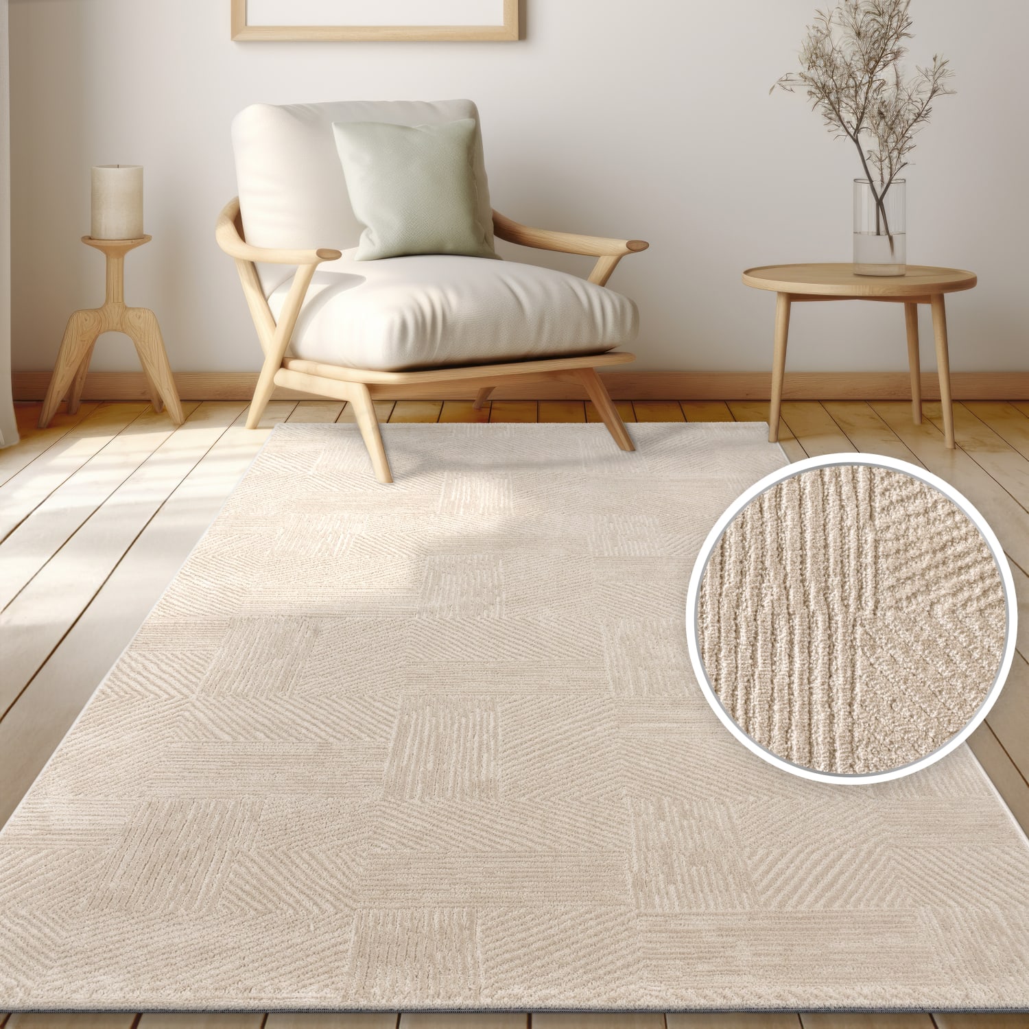 Moderner-teppich Tinos | Beige | 80x150 cm