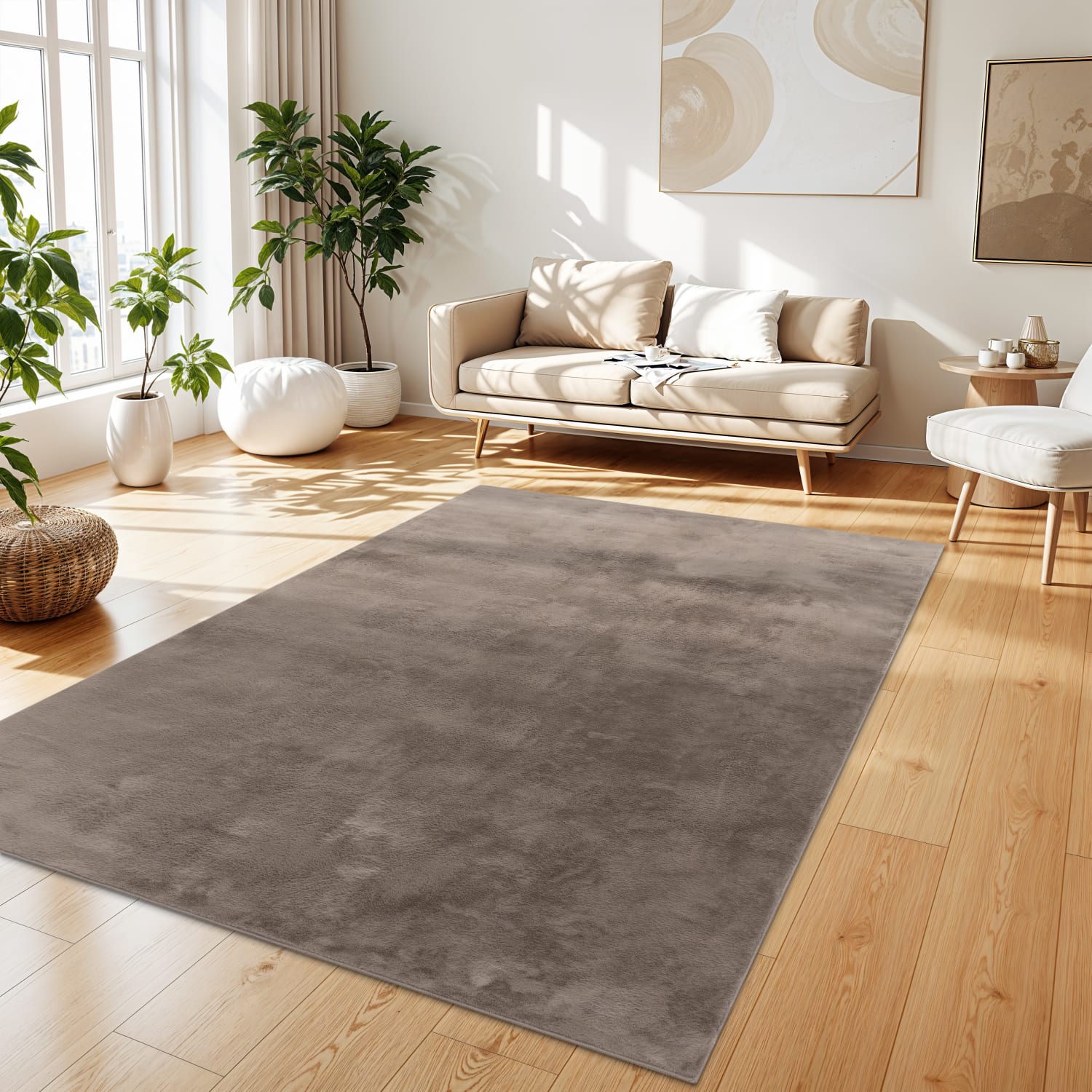 Flauschteppich Soft Taupe