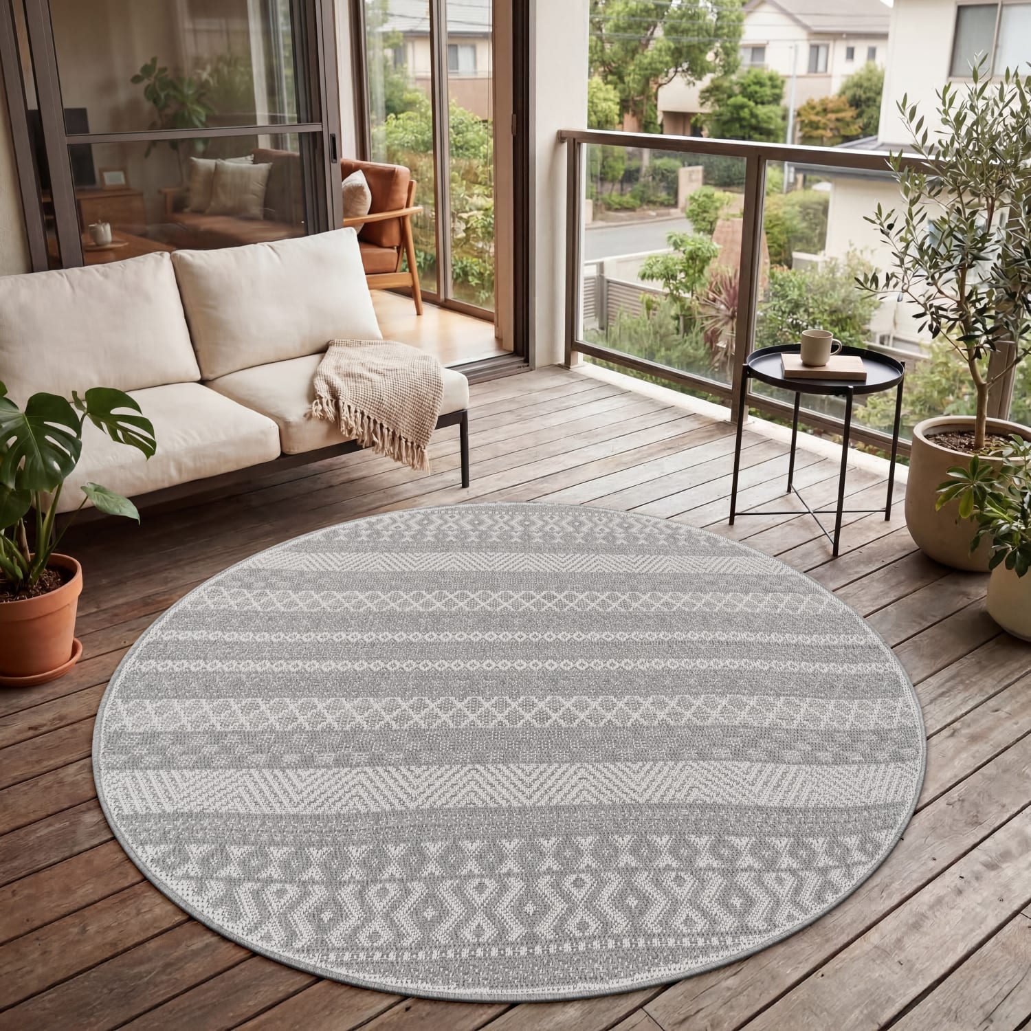 In- & Outdoor-Teppich Vermont Weiß-Grau