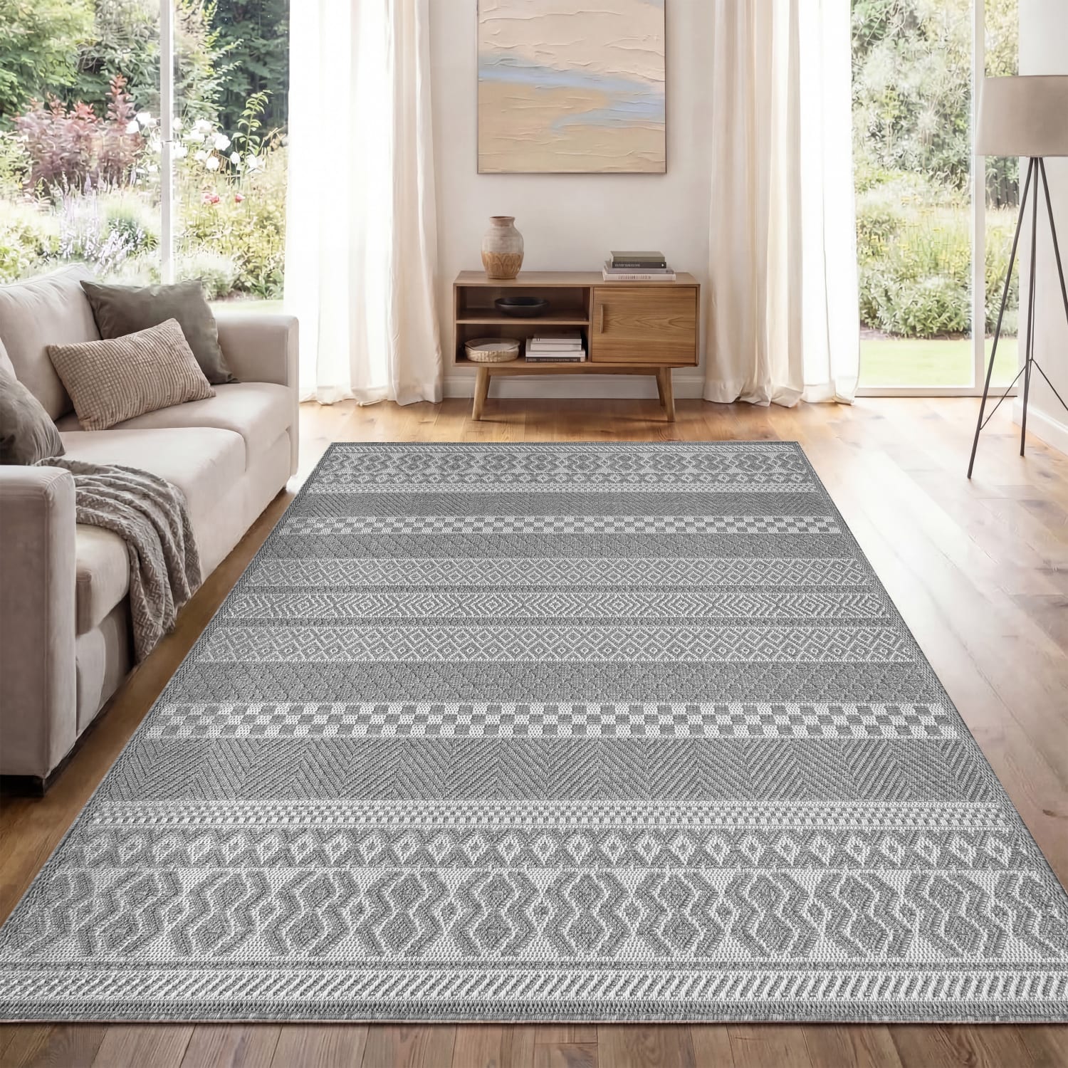 In- & Outdoor-Teppich Vermont Weiß-Grau