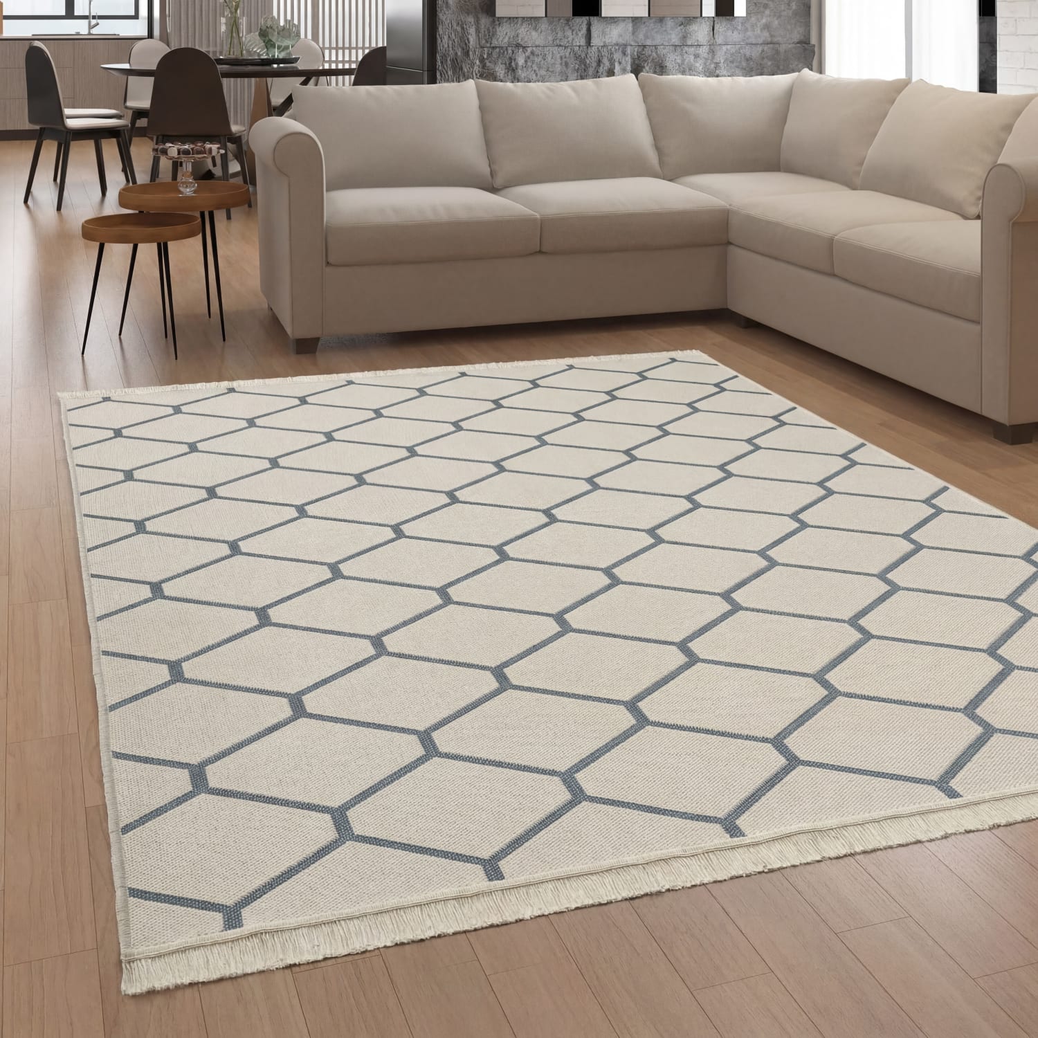Wendbarer Teppich Skandi Kilim Grau